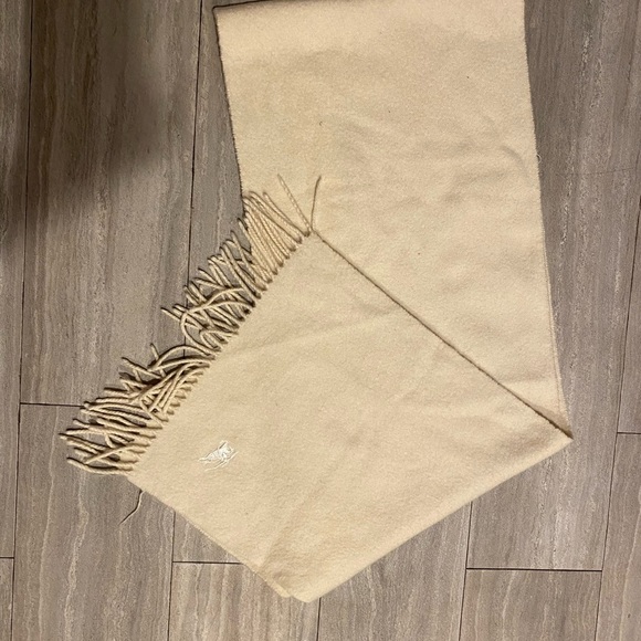 Burberry Scarf Cream Beige Tan Winter Neck Scarf Cashmere Fringe Unisex - Picture 2 of 6
